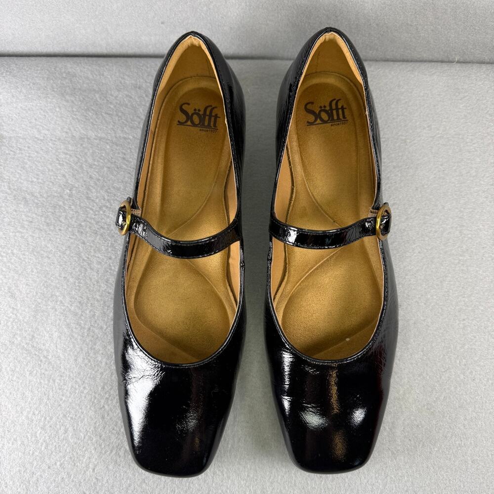 Sofft Elsey Mary Jane Black Patent Leather - square toe low block heel  Size 9M - Picture 2 of 9